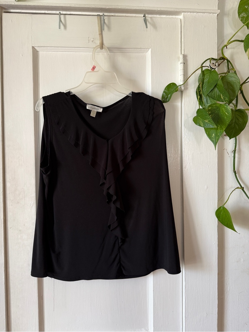 dressbarn Black Ruffle-Front Sleeveless Camisole size 1X